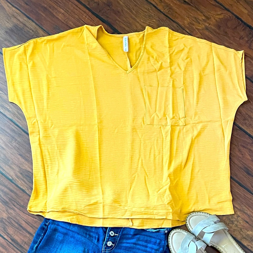 Zenana brand oversized top with pocket.